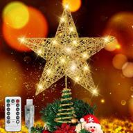 🎄 raxurt christmas tree topper: 40 led usb lighted star with remote control - gold, 11in - perfect indoor home decor! logo