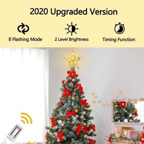 img 3 attached to 🎄 Raxurt Christmas Tree Topper: 40 LED USB Lighted Star with Remote Control - Gold, 11IN - Perfect Indoor Home Decor!