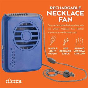 img 3 attached to 🔵 O2COOL Rechargeable Necklace Fan - Portable Neck Fan with Adjustable Lanyard - 3 Speed Vertical Airflow – Micro USB Charging Cable Included (Blue)