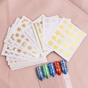 img 1 attached to 🎄 IDALL Gold & Silver Christmas Nail Art Water Transfer Stickers - Festive 16-Sheet Assortment for Snowflake Christmas Tree Elk Metallic Nail Designs, Winter Elements Manicure DIY Nail Decals