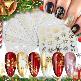 img 4 attached to 🎄 IDALL Gold & Silver Christmas Nail Art Water Transfer Stickers - Festive 16-Sheet Assortment for Snowflake Christmas Tree Elk Metallic Nail Designs, Winter Elements Manicure DIY Nail Decals