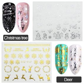 img 3 attached to 🎄 IDALL Gold & Silver Christmas Nail Art Water Transfer Stickers - Festive 16-Sheet Assortment for Snowflake Christmas Tree Elk Metallic Nail Designs, Winter Elements Manicure DIY Nail Decals