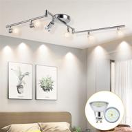 💡 huryee track lighting kit: 6 head gu10 socket ceiling spot lights for kitchen, hallway, bedroom - foldable, directional accent lamp fixture logo