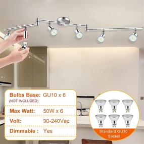 img 2 attached to 💡 HURYEE Track Lighting Kit: 6 Head GU10 Socket Ceiling Spot Lights for Kitchen, Hallway, Bedroom - Foldable, Directional Accent Lamp Fixture