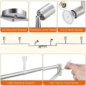 img 1 attached to 💡 HURYEE Track Lighting Kit: 6 Head GU10 Socket Ceiling Spot Lights for Kitchen, Hallway, Bedroom - Foldable, Directional Accent Lamp Fixture