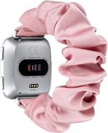 🎀 fastgo scrunchie bands - compatible with fitbit versa/versa 2/versa lite & special edition - breathable fabric strap replacement scrunchies wristband bracelet accessories for women and girls (pink) logo