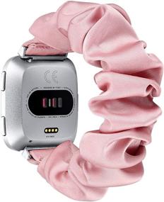 img 4 attached to 🎀 Fastgo Scrunchie Bands - Compatible with Fitbit Versa/Versa 2/Versa Lite & Special Edition - Breathable Fabric Strap Replacement Scrunchies Wristband Bracelet Accessories for Women and Girls (Pink)