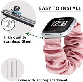img 2 attached to 🎀 Fastgo Scrunchie Bands - Compatible with Fitbit Versa/Versa 2/Versa Lite & Special Edition - Breathable Fabric Strap Replacement Scrunchies Wristband Bracelet Accessories for Women and Girls (Pink)