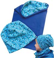 🦈 heckbo children boy beanie hat & loop scarf set blue - reversible shark design, ages 2-7, 95% cotton, soft & easy-care stretch material - spring/summer/fall logo