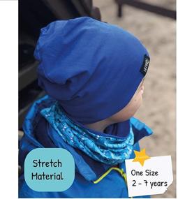 img 1 attached to 🦈 HECKBO Children Boy Beanie hat & Loop Scarf Set Blue - Reversible Shark Design, Ages 2-7, 95% Cotton, Soft & Easy-Care Stretch Material - Spring/Summer/Fall