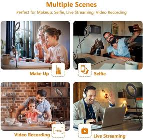 img 2 attached to 📸 Селфи кольцевая лампа Selvim с держателем для смартфона - идеально подходит для прямых трансляций, макияжа и фотосъемки! 6 дюймов 64 светодиодных лампы, регулируемый свет красоты с 3 режимами света и 10 уровнями яркости. Поворотный держатель на 360° для iPhone, Android и других устройств!