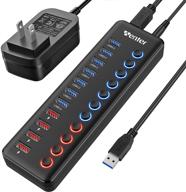 wenter powered usb 3.0 hub - 11-port data hub splitter with on/off switches - compatible with windows, mac, chrome, linux - includes power adapter and 7 usb3.0 ports + 4 charging ports logo