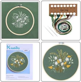 img 1 attached to 🌸 Полный набор для начинающих вышивальщиц: цветочный узор, набор для крестиков с вышивальной тканью, бамбуковым кольцом, цветными нитками и инструментами - дизайн цветов и растений
