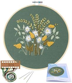 img 4 attached to 🌸 Полный набор для начинающих вышивальщиц: цветочный узор, набор для крестиков с вышивальной тканью, бамбуковым кольцом, цветными нитками и инструментами - дизайн цветов и растений