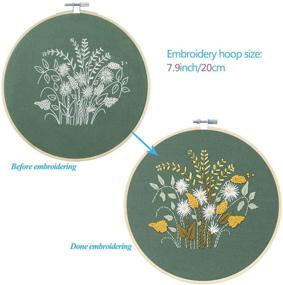 img 2 attached to 🌸 Complete Embroidery Starter Kit: Floral Pattern, Cross Stitch Kit with Embroidery Fabric, Bamboo Hoop, Color Threads, and Tools - Flowers and Plants Design