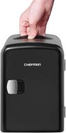 🍃 chefman mini portable black personal fridge: cooling and heating with compact storage for skincare, snacks & drinks - 4l capacity for on-the-go convenience logo