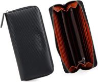 classic leather passport & checkbook holder: timeless men's accessories with rfid blocking logo