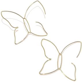 img 4 attached to 🦋 XOCARTIGE Lightweight Threader Hoop Earrings for Women - Cute Butterfly Wire Dangle Earring for Girls, Animal Insect Jewelry