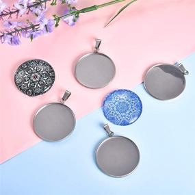 img 1 attached to DROLE 40Pcs 30mm Stainless Steel Bezels and Cabochons - 20Pcs 30mm Cabochon Pendant Trays with Necklace Clasp and 20Pcs 30mm Round Glass Cabochons for Cameo Jewelry
