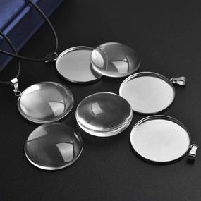 img 3 attached to DROLE 40Pcs 30mm Stainless Steel Bezels and Cabochons - 20Pcs 30mm Cabochon Pendant Trays with Necklace Clasp and 20Pcs 30mm Round Glass Cabochons for Cameo Jewelry