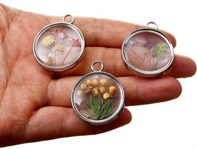 img 3 attached to 🌸 Colorful Dried Flower Pendant Charms for DIY Necklace Jewelry Making