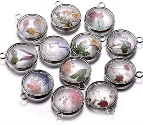 img 4 attached to 🌸 Colorful Dried Flower Pendant Charms for DIY Necklace Jewelry Making