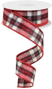 img 1 attached to Fuzzy Woven Plaid Wired Ribbon