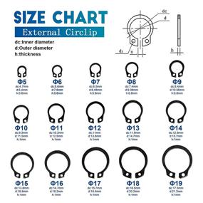 img 3 attached to 🔒 NINDEJIN 480PCS Snap Ring Assortment Set - Carbon Steel External Circlip Retaining Clip Rings Kit - 5-19mm (15Sizes) C-Clips for Axles, Shafts, and Moving Parts