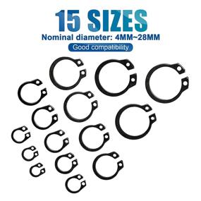 img 2 attached to 🔒 NINDEJIN 480PCS Snap Ring Assortment Set - Carbon Steel External Circlip Retaining Clip Rings Kit - 5-19mm (15Sizes) C-Clips for Axles, Shafts, and Moving Parts