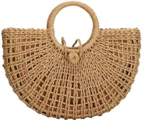 img 4 attached to 👜 Summer Women's Handbags & Wallets with Rattan Hand-Woven Handle