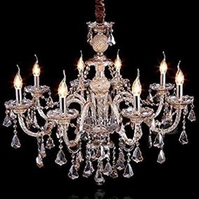 img 2 attached to 💎 Elegant Cognac 8-Light Crystal Chandelier: Modern Luxurious Pendant Lamp for Living Room, Dining Room, Bedroom - 31x28 Inch