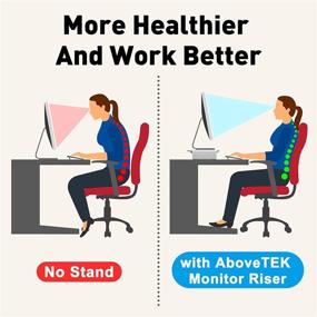 img 2 attached to 🖥️ White Monitor Stand Riser with Drawer, AboveTEK Foldable Height Adjustable Stand for Computer Monitors, PC, Desktop, Laptop, Printer - Space Saving Phone Stand Included