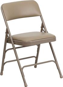 img 3 attached to 🪑 Comfortable and Durable Flash Furniture HERCULES Series Curved Triple Braced & Double Hinged Beige Vinyl Metal Folding Chair