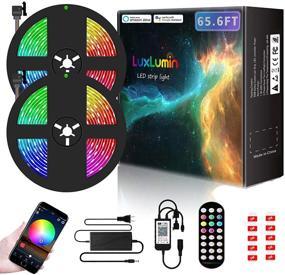 img 4 attached to 🌈 LuxLumin 65.6ft LED Light Strip with Remote - Music Sync, WiFi APP Control, Color Changing, RGB LED Strip Lights for Bedroom - Works with Amazon Alexa & Google Assistant