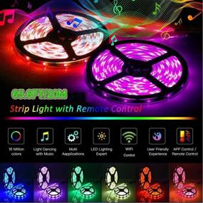 img 1 attached to 🌈 LuxLumin 65.6ft LED Light Strip with Remote - Music Sync, WiFi APP Control, Color Changing, RGB LED Strip Lights for Bedroom - Works with Amazon Alexa & Google Assistant