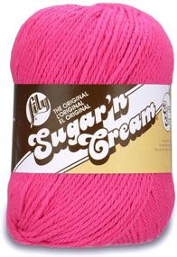 img 4 attached to Lily Sugar 'N Cream Super Size Solid Cotton 🧶 Yarn, 4oz, Medium Gauge 4, Hot Pink, Machine Wash and Dry