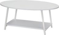 ☕️ versatile white oval coffee table: 2-tier design with convenient shelf logo