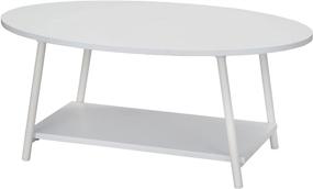 img 4 attached to ☕️ Versatile White Oval Coffee Table: 2-Tier Design with Convenient Shelf