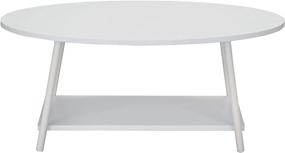 img 3 attached to ☕️ Versatile White Oval Coffee Table: 2-Tier Design with Convenient Shelf