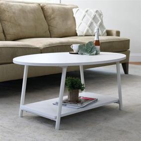 img 1 attached to ☕️ Versatile White Oval Coffee Table: 2-Tier Design with Convenient Shelf