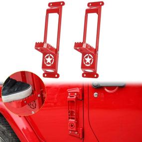 img 4 attached to Красный металлический складной педальный наступатель: наружные аксессуары для дверей JeCar для Jeep Wrangler JK JKU 2007-2018, Jeep Wrangler JL JLU 2018-2021 и Jeep Gladiators JT 2020-2021.