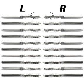 img 4 attached to 🔩 Muzata Swage Lag Screws 20 Pack: Left & Right for 1/8" Cable Railing, T316 Stainless Steel Stair Deck Railing Wood Post - Horizontal Vertical Balusters (10 Pairs) CK17, Series CA1 CD1 CS1