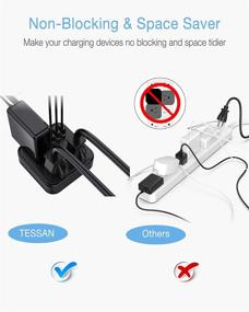 img 1 attached to ⚡️ TESSAN Power Strip with USB, Black - Compact Desktop Extension Cord with 3 Widely Spaced Outlets + 3 USB Ports, 5Ft Cord - Ideal for Home, Office, Cruise, Dorm Room Essentials