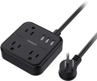 ⚡️ tessan power strip with usb, black - compact desktop extension cord with 3 widely spaced outlets + 3 usb ports, 5ft cord - ideal for home, office, cruise, dorm room essentials logo