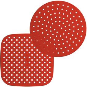 img 4 attached to 🍽️ Premium 2-Pack Reusable Air Fryer Silicone Liners - 9 Inch Round & 8.5 Inch Square Heat Resistant Mat - Red