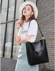 img 3 attached to 👜 Seammer Large Designer Genuine Leather Bucket Handbags for Women - Stylish Shoulder Bucket Bag Purse