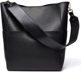 img 4 attached to 👜 Большие дизайнерские ведерные сумки из натуральной кожи Seammer для женщин - стильная ведерная сумка на плечо