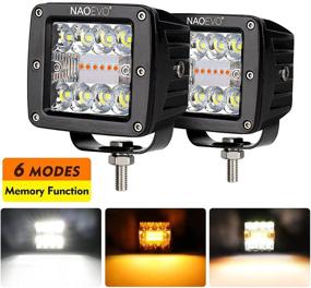 img 4 attached to 🚦 NAOEVO LED Cubes Strobe Lights: Powerful 3Inch 72W 6 Modes Amber White LED Square Light Pod with Memory Function for Offroad Truck SUV ATV UTV Boat