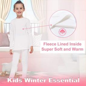 img 3 attached to 🔥 Cozy and Warm: MANCYFIT Thermal Underwear for Girls Fleece Lined Long Johns Set - Perfect Kids Base Layer for Ultimate Softness