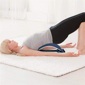 img 2 attached to 🔵 Ultimate Back Pain Relief: Multi-Level Magic Back Stretching Device with Memory Foam Cushion in Navy Blue